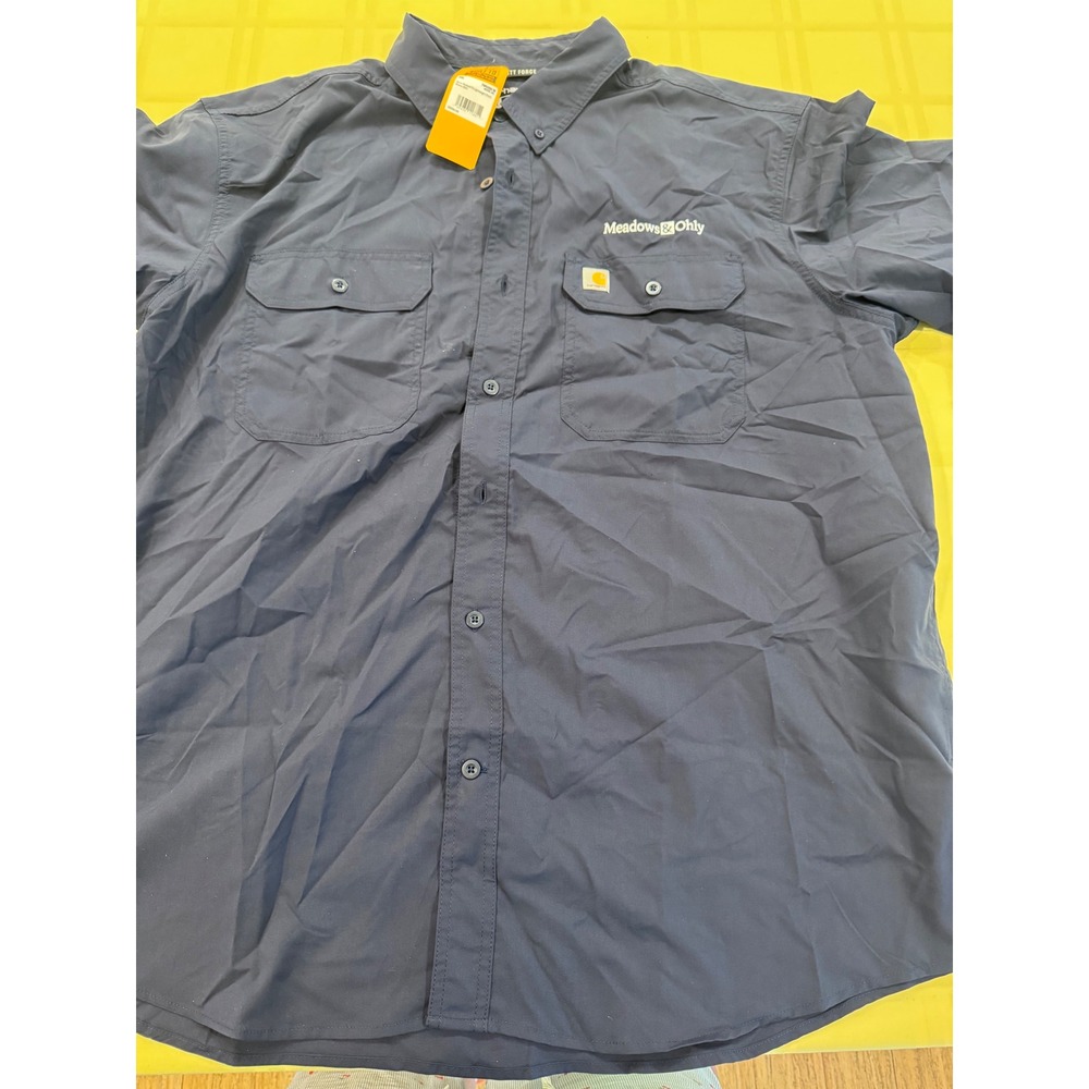 Carhartt Force Relaxed Fit Short Sleeve Work Shirt 2XL Navy Blue 105292-STL NWT